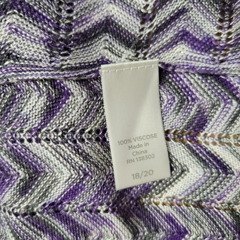 Avenue Open Front Cardigan Womens 18/20 Purple Chevron 36" longline - Picture 9 of 9